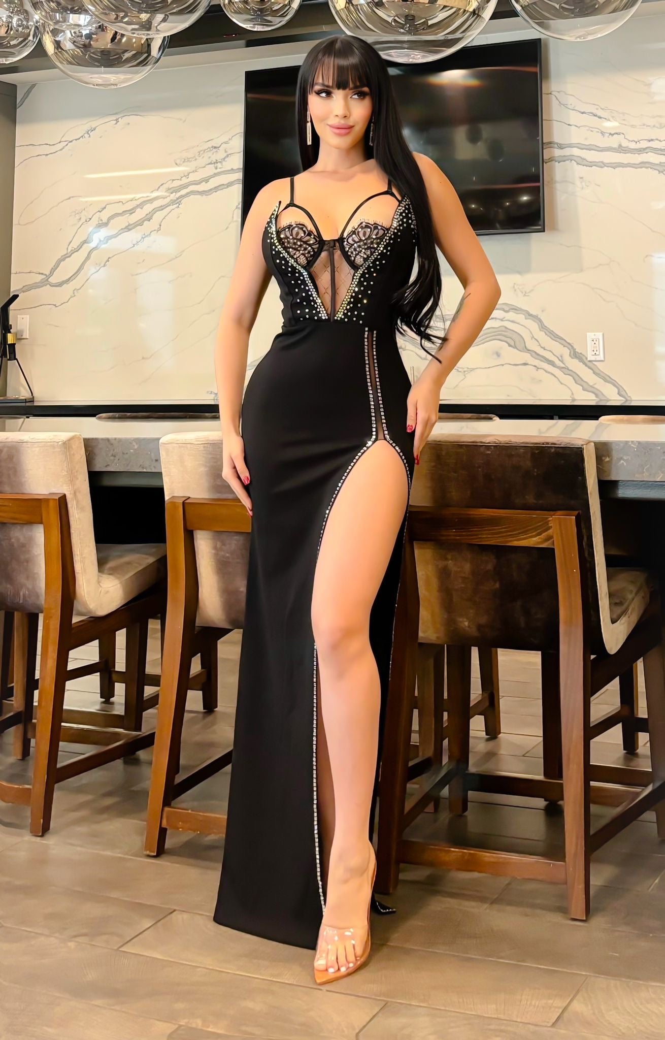Marisol sexy vestido largo