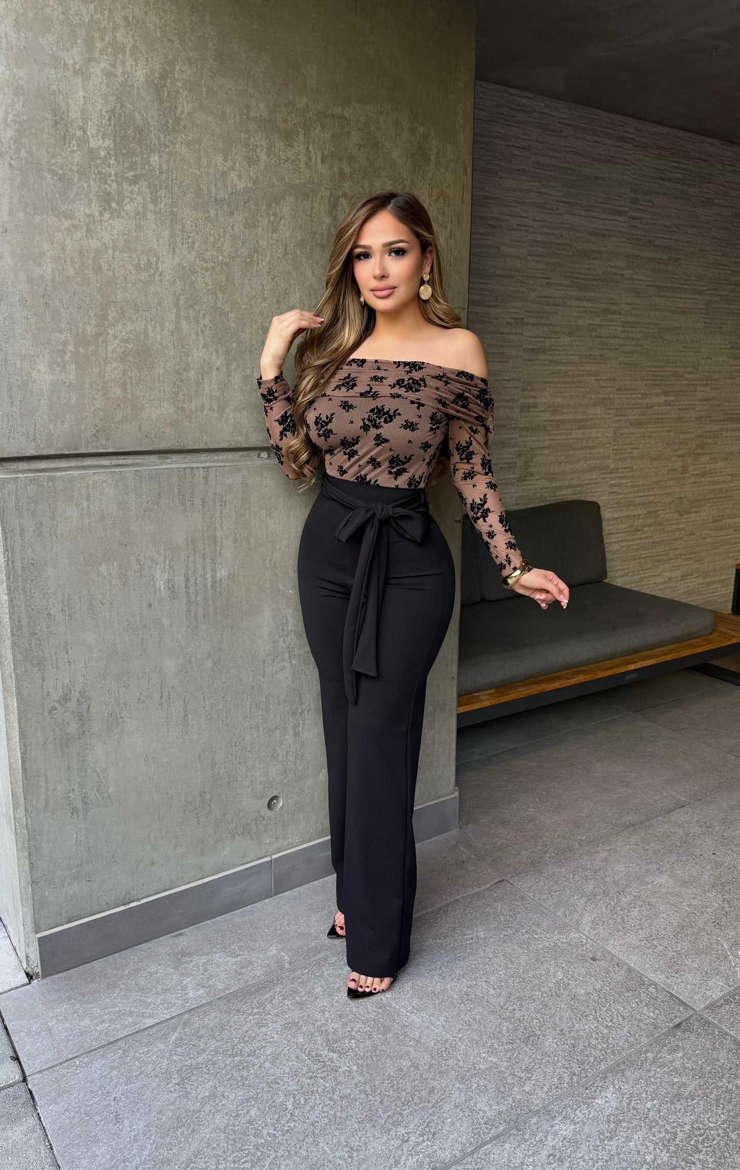 Alondrix romper Off Shoulder Long Sleeve Lace Jumpsui