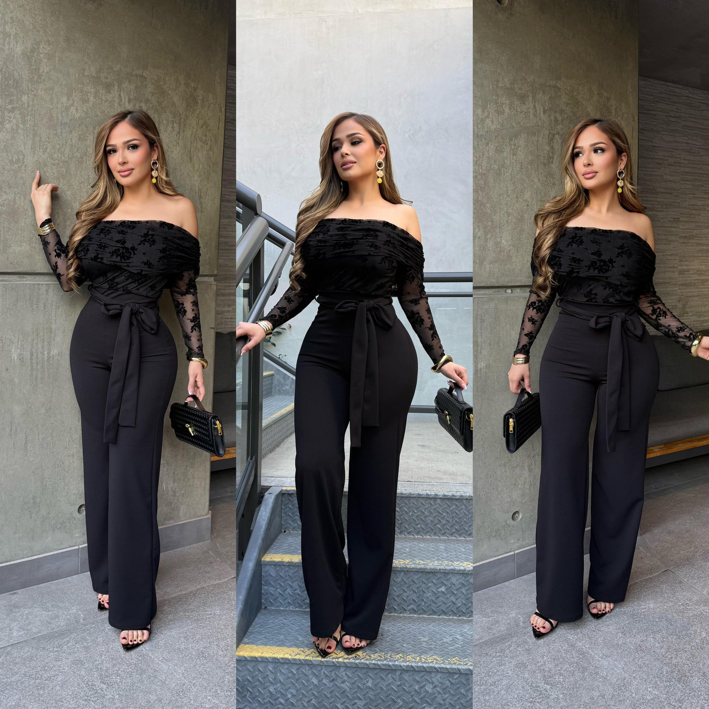 Alondrix romper Off Shoulder Long Sleeve Lace Jumpsui