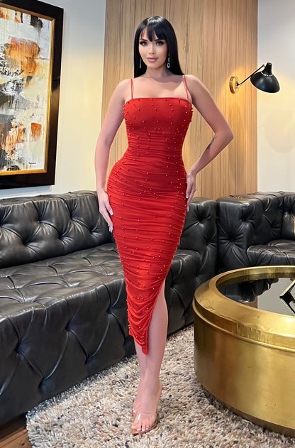 VESTIDO DE MALLA PERLA