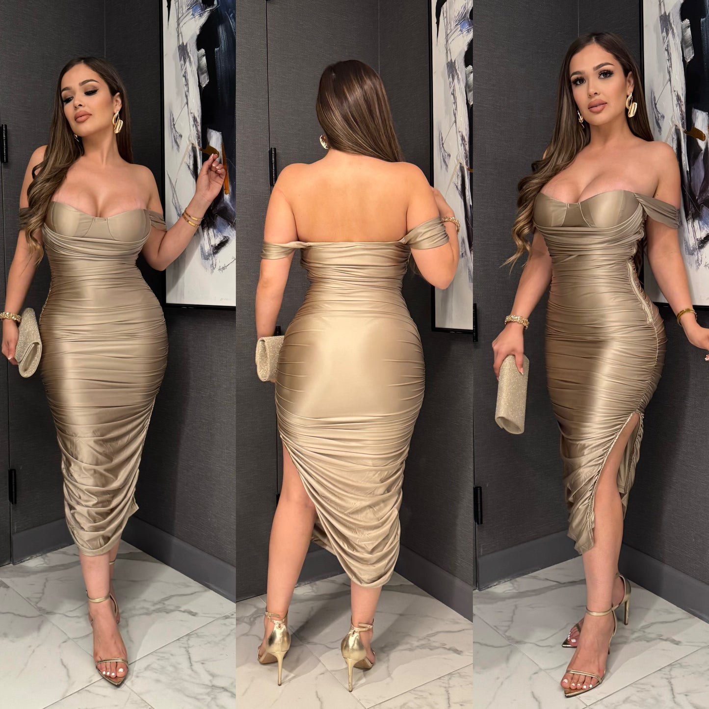 🎀Arleth satin midi dress