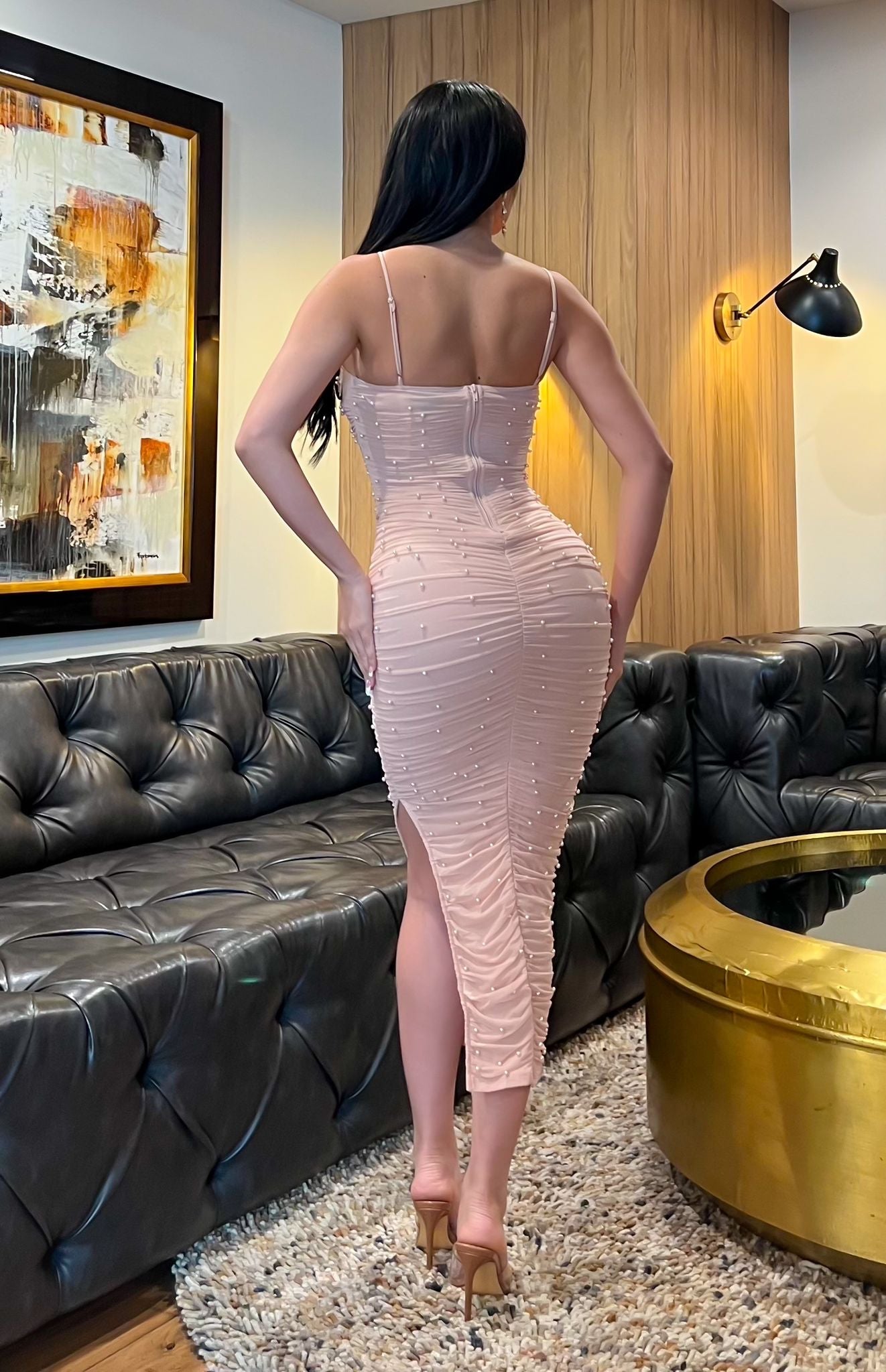 VESTIDO DE MALLA PERLA