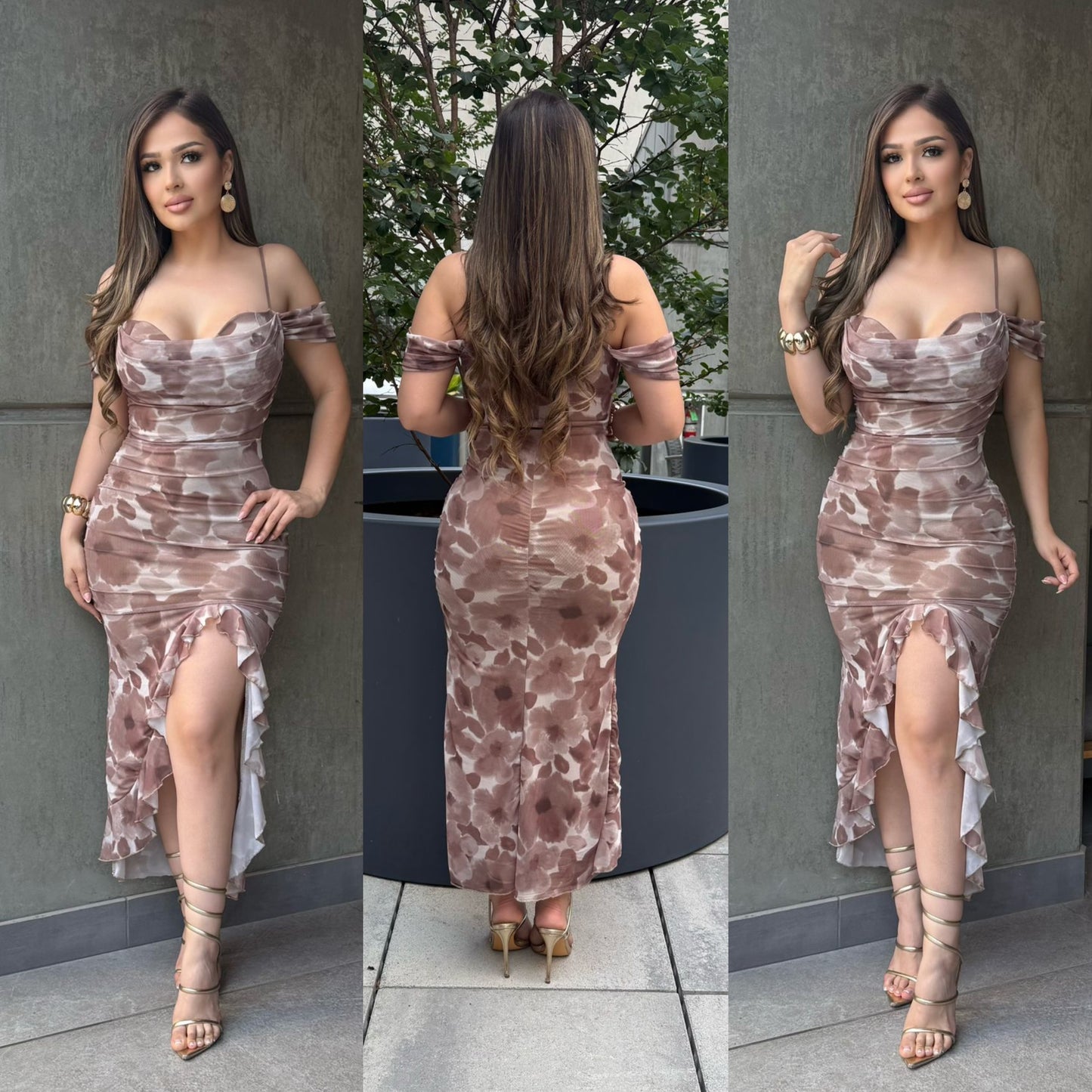🎀Lenny dress with floral print