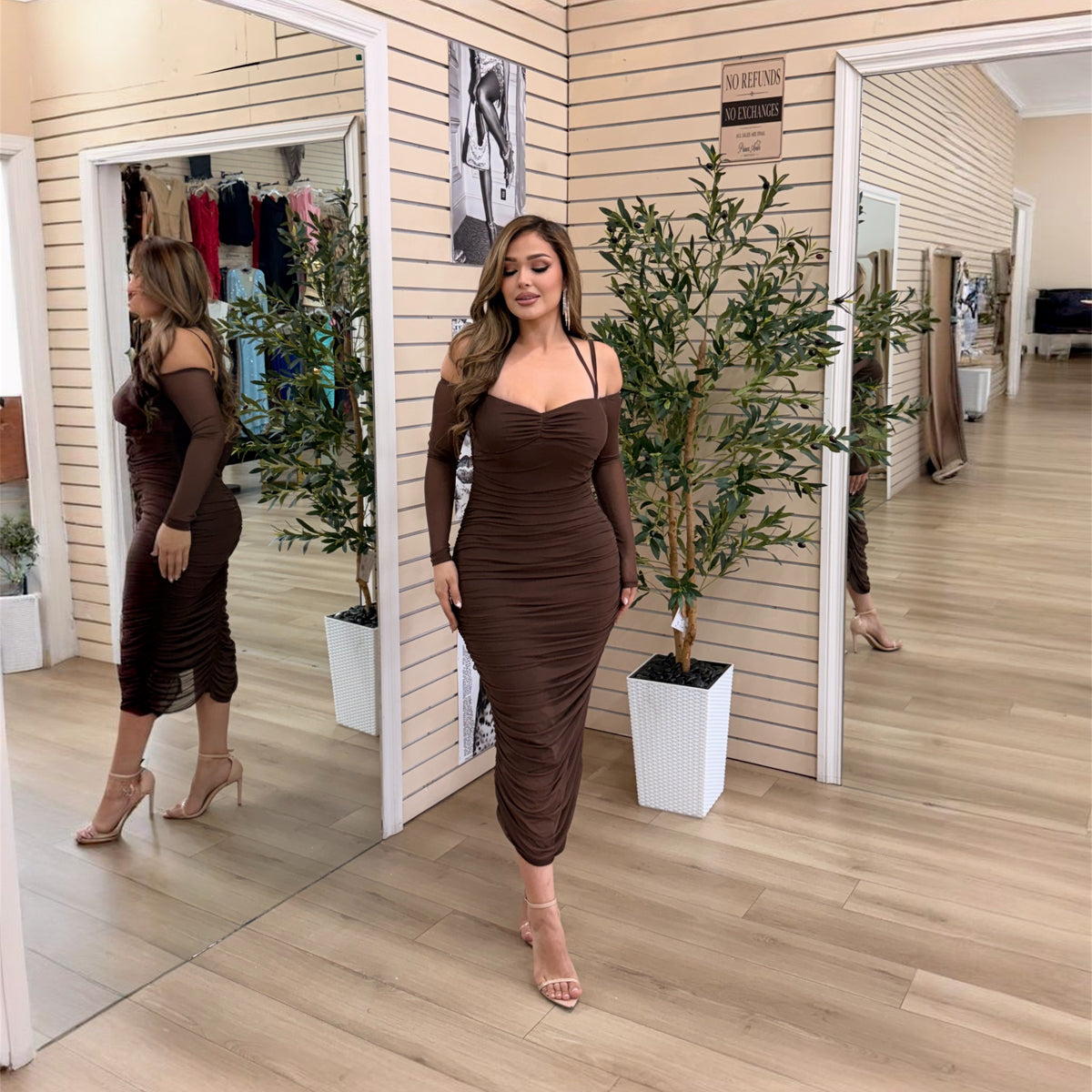 Alondra Ruched Midi Dress
