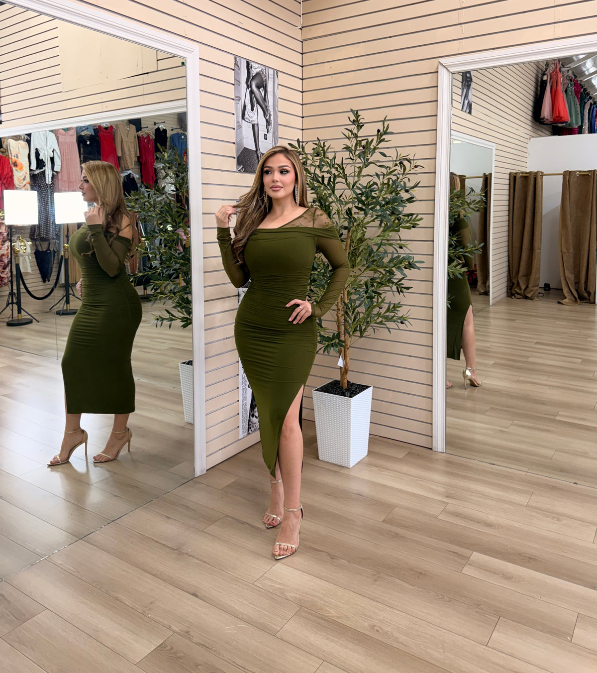 Kipcia Ruched Midi Dress