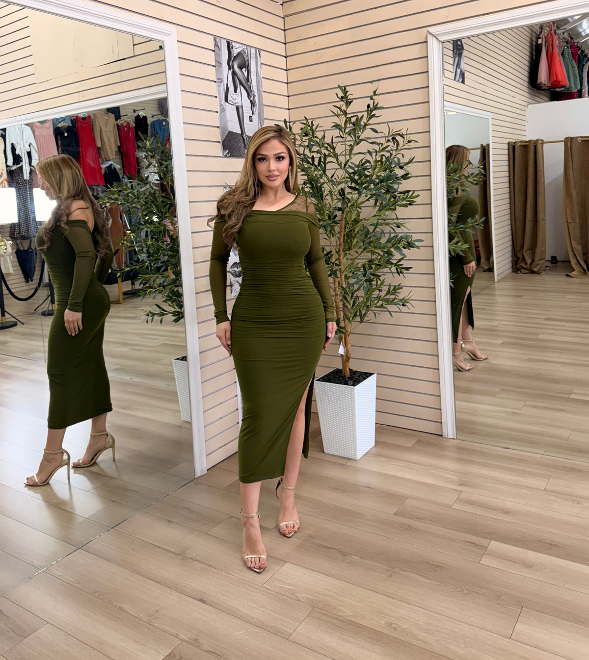 Kipcia Ruched Midi Dress