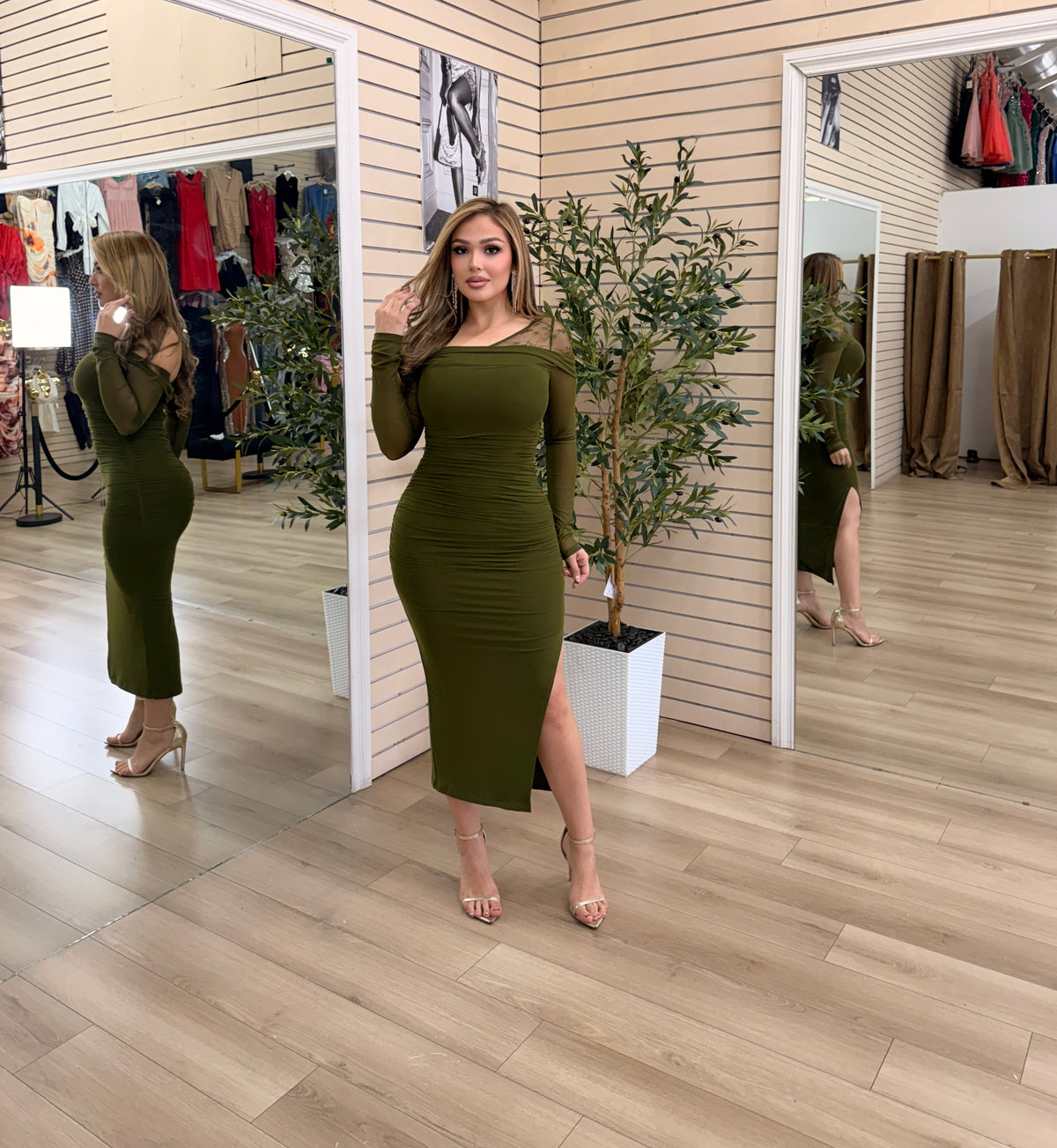 Kipcia Ruched Midi Dress